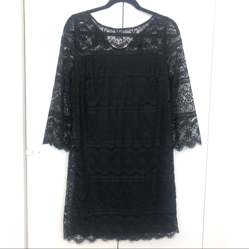Max Studio M | Lace 3/4 Slv Black Dress